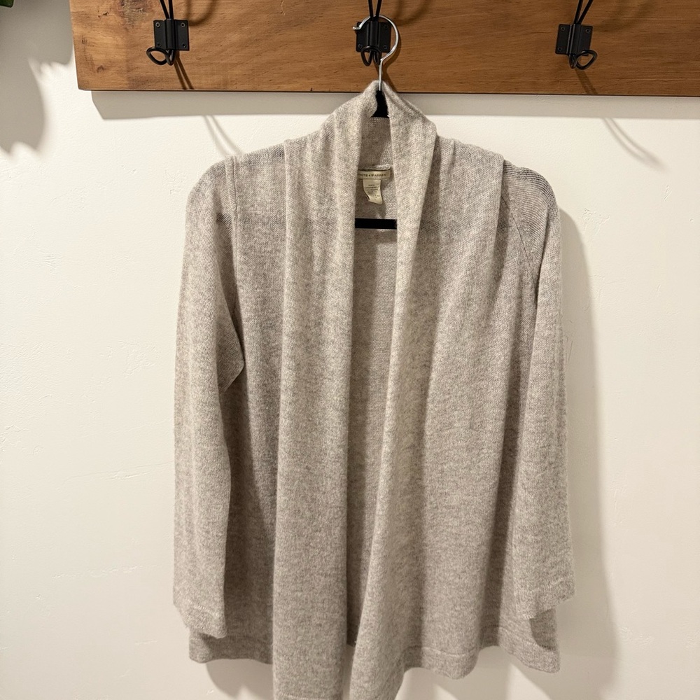 White + Warren Light Gray Open Cardigan